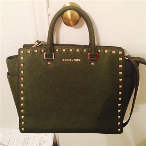 michael kors selma olive green|michael kors leather handbags.